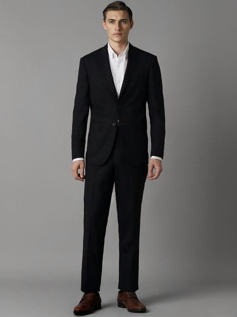 louis philippe black slim fit two piece suits