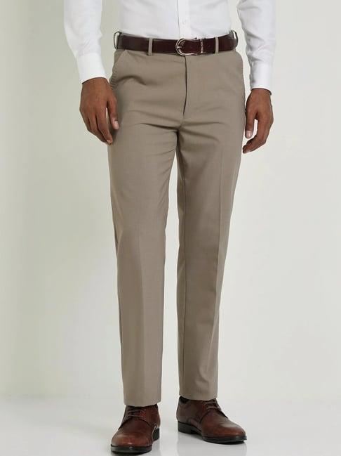 allen solly brown regular fit trousers