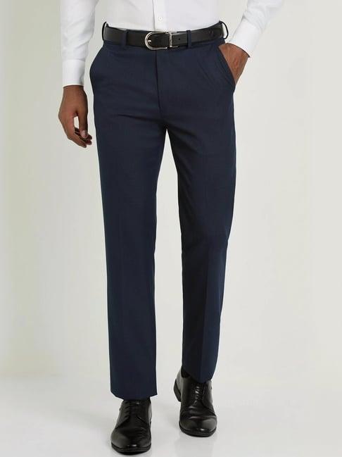 allen solly navy regular fit trousers