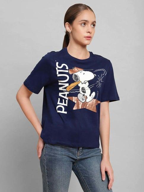 free authority navy cotton printed t-shirt