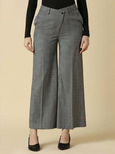 allen solly grey chequered flared pants