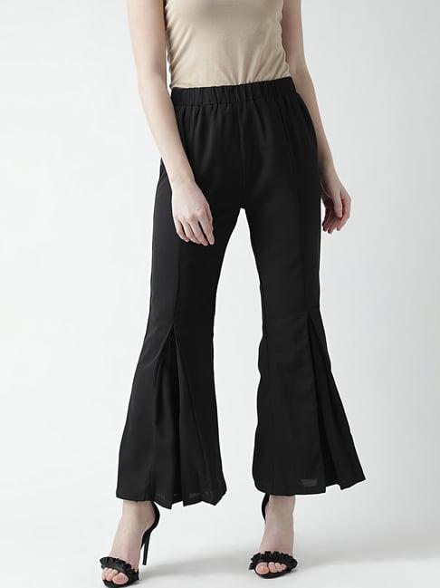 kassually black regular fit mid rise culottes