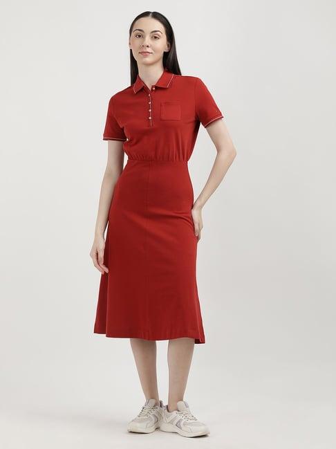 tommy hilfiger red regular fit t shirt dress