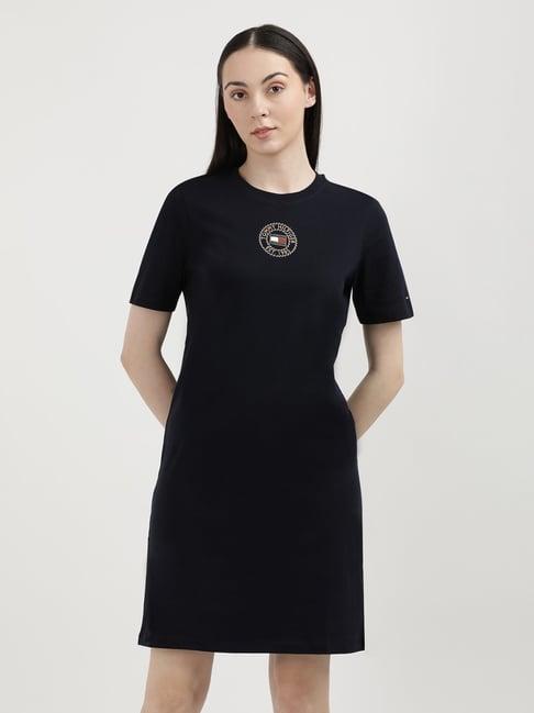 tommy hilfiger black graphic print t shirt dress