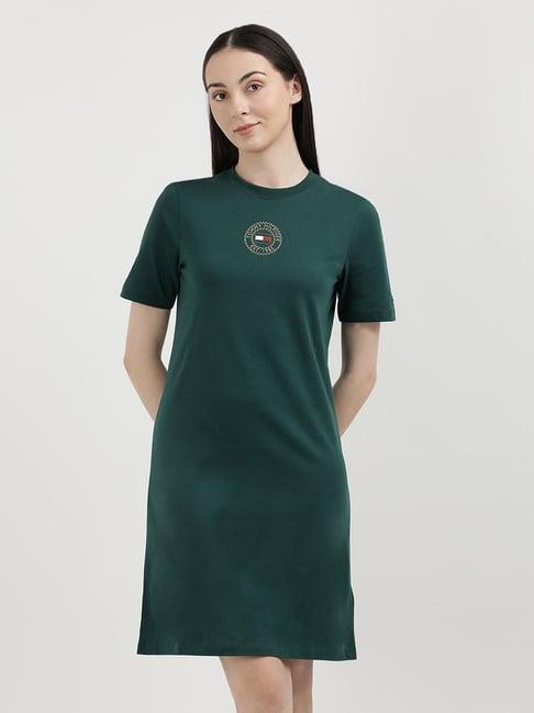 tommy hilfiger green graphic print t shirt dress