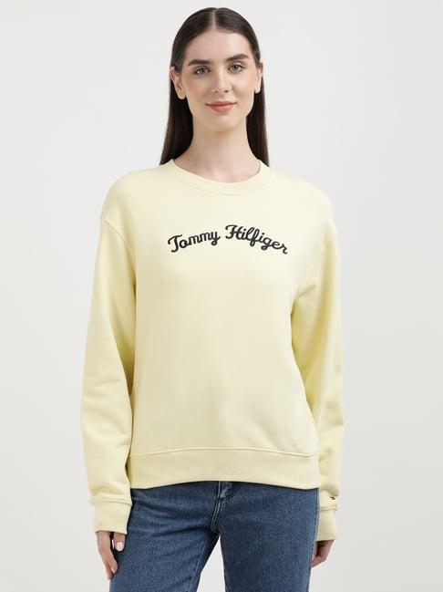 tommy hilfiger light yellow graphic print sweatshirt