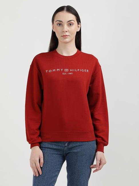 tommy hilfiger red graphic print sweatshirt