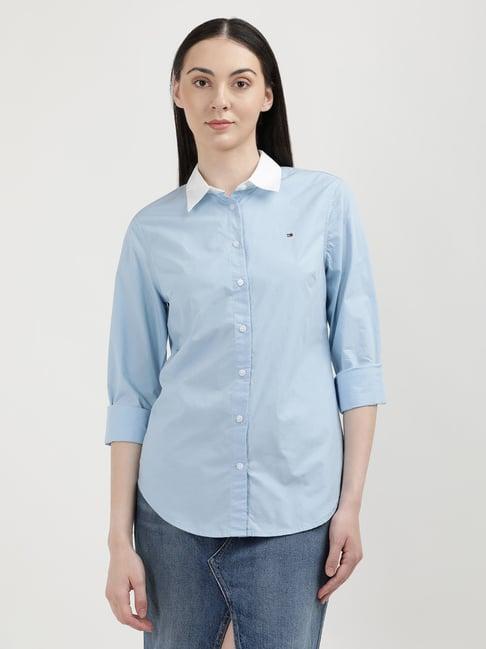 tommy hilfiger light blue regular fit shirt