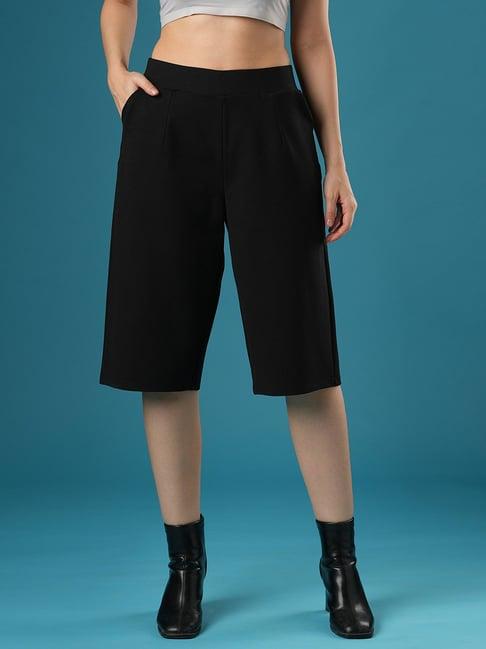 globus black relaxed fit mid rise culottes