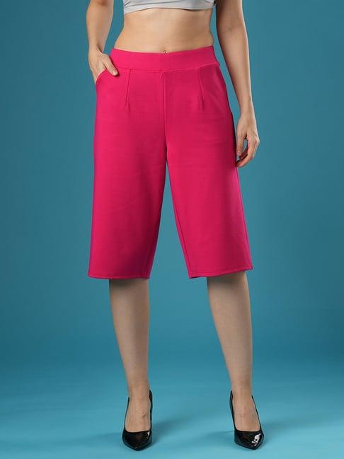 globus dark pink relaxed fit mid rise culottes