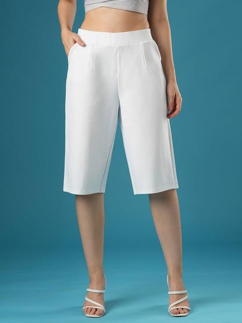 globus white relaxed fit mid rise culottes