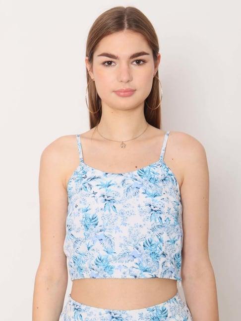 zink london blue floral print crop top