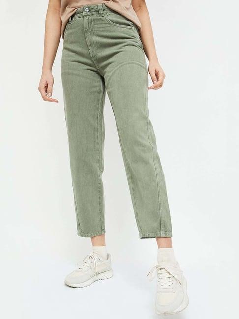 fame forever by lifestyle olive green cotton low rise jeans