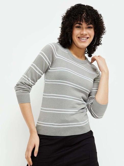 fame forever by lifestyle grey striped sweater