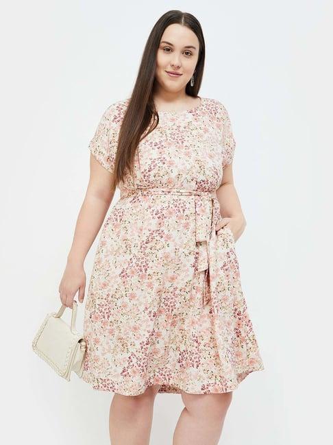 nexus by lifestyle off white printed a-line dress