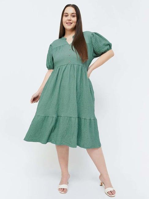 nexus by lifestyle green self pattern a-line dress