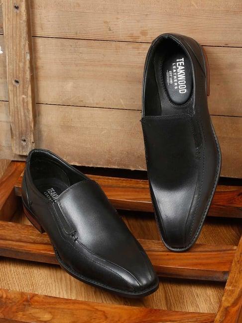 teakwood leathers men's black formal loafers