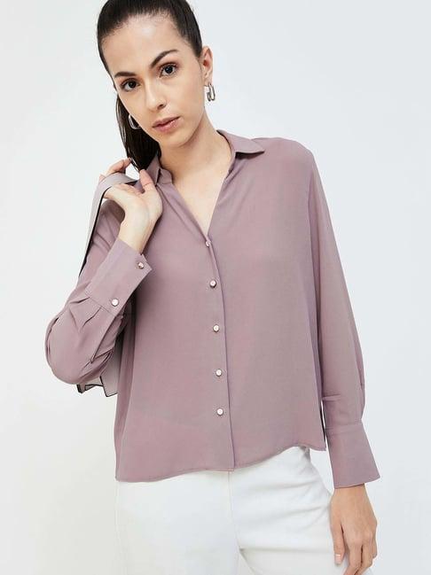 code by lifestyle mauve regular fit shirt