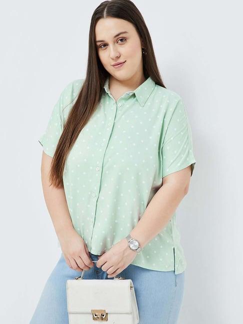 nexus by lifestyle green printed shirt