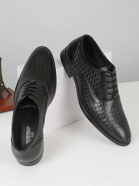 teakwood leathers men's black oxford shoes