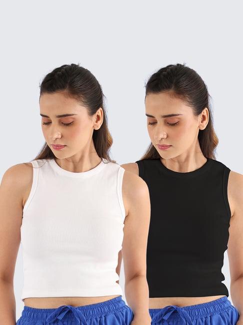 nite flite white & black crop top -  pack of 2