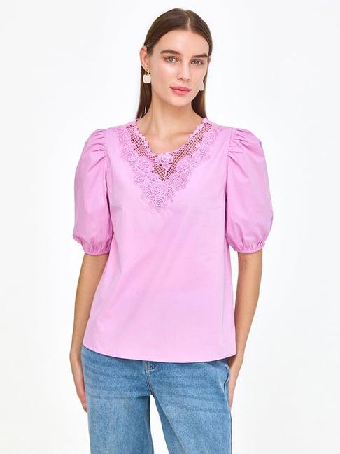 cover story pink cotton lace top