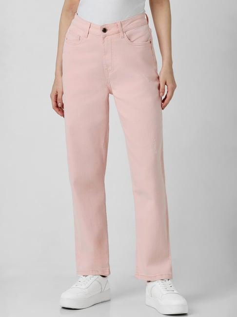 van heusen pink cotton regular fit mid rise jeans