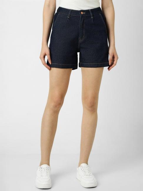 van heusen navy cotton regular fit shorts