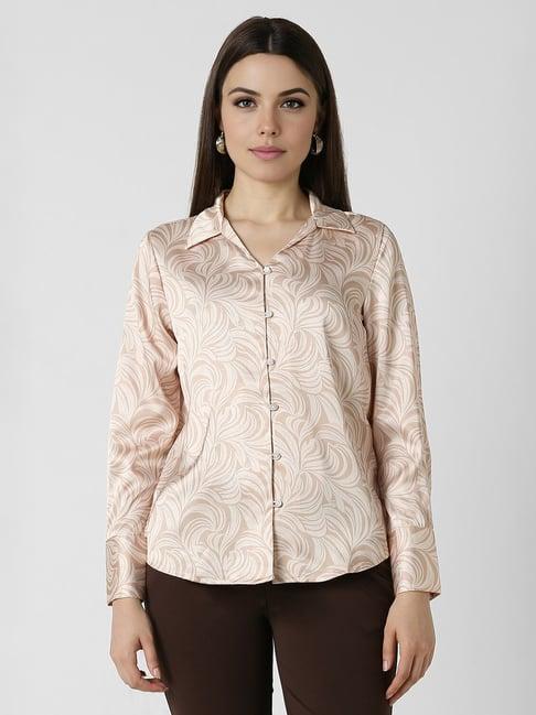 van heusen beige printed shirt