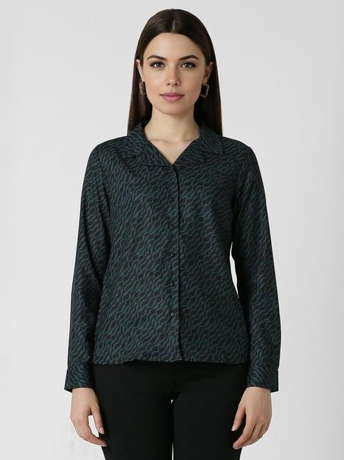 van heusen black printed shirt