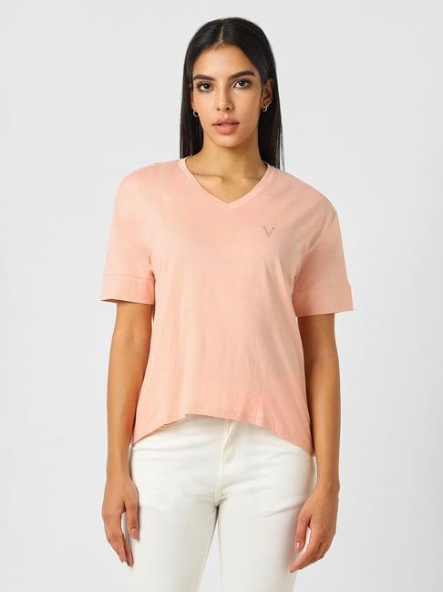 van heusen peach regular fit t-shirt