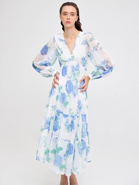 cover story off white floral print maxi dress