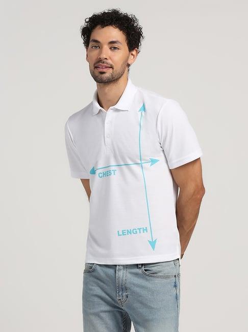 lela white regular fit printed polo t-shirt