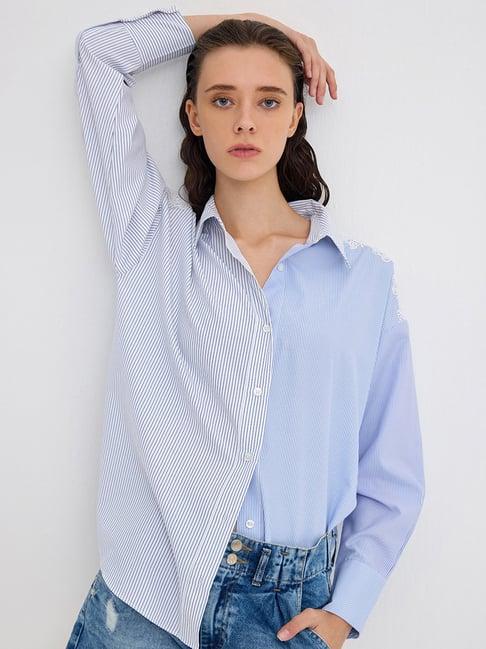 cover story blue striped shirt