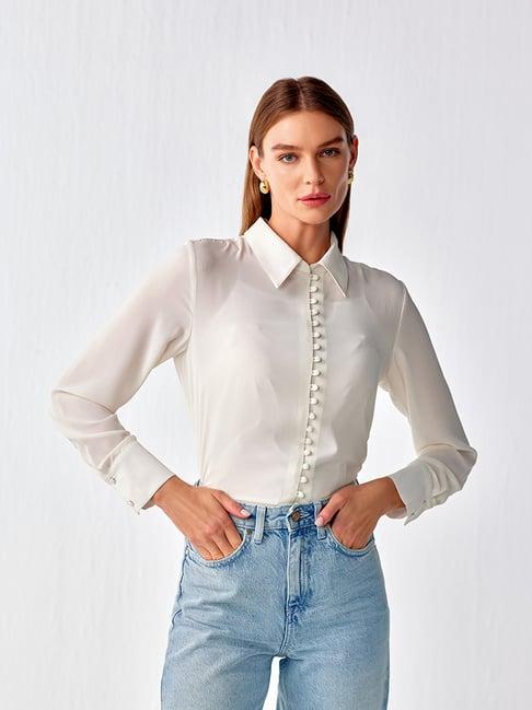 cover story white regular fit shirt