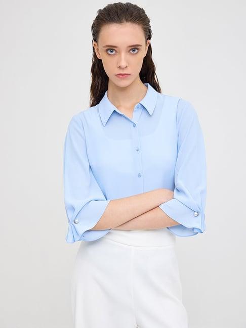 cover story blue regular fit shirt