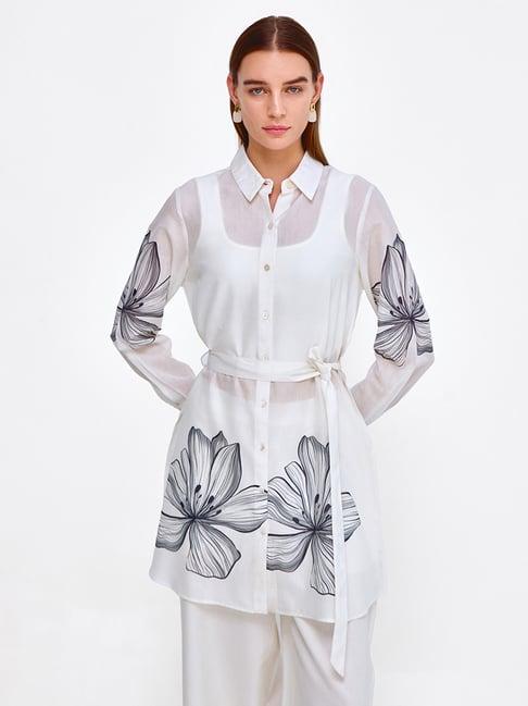 cover story white floral print shirt