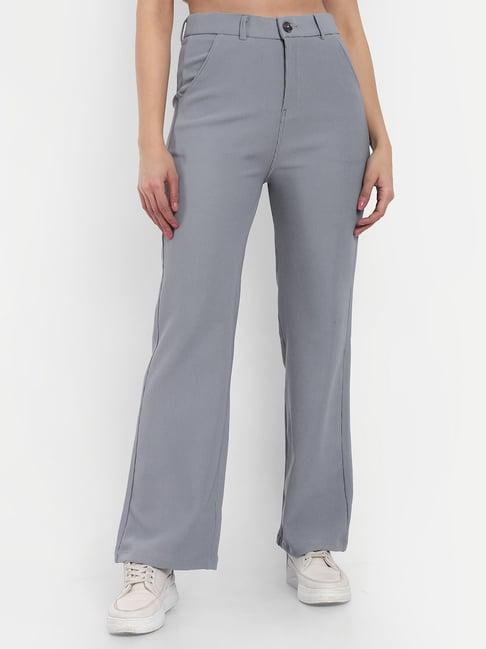 broadstar grey straight fit high rise corduroy trousers