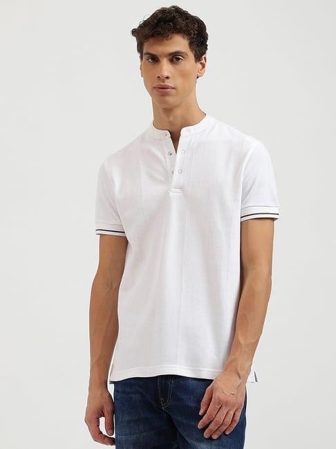 united colors of benetton white regular fit striped t-shirt