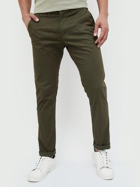 code by lifestyle olive regular fit chinos