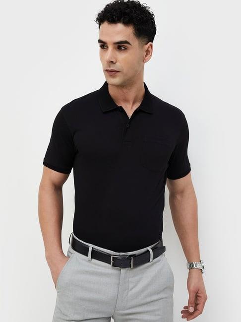 code by lifestyle black regular fit polo t-shirt