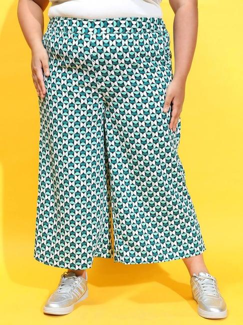 oxolloxo plus size multicolor printed mid rise culottes