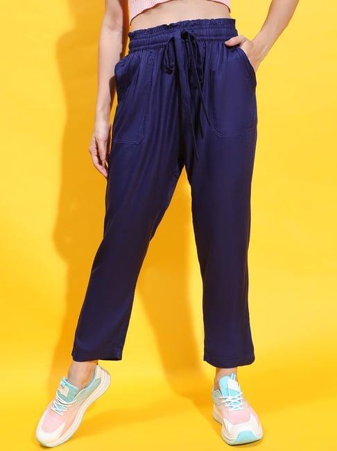 oxolloxo navy flared fit mid rise pants