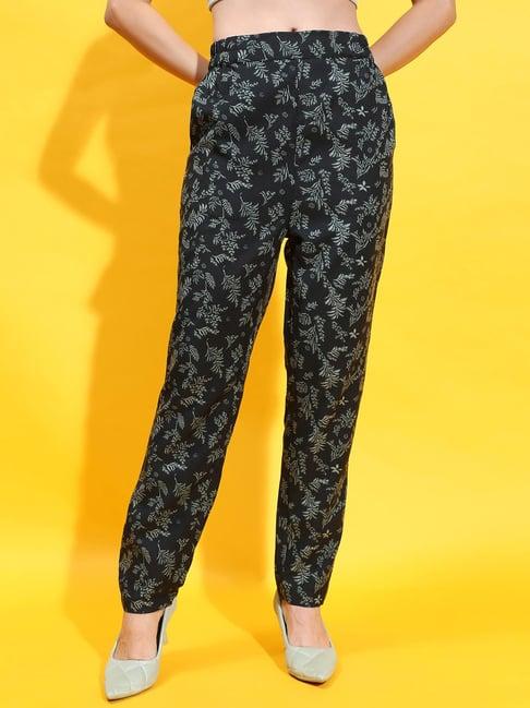 oxolloxo black printed mid rise pants