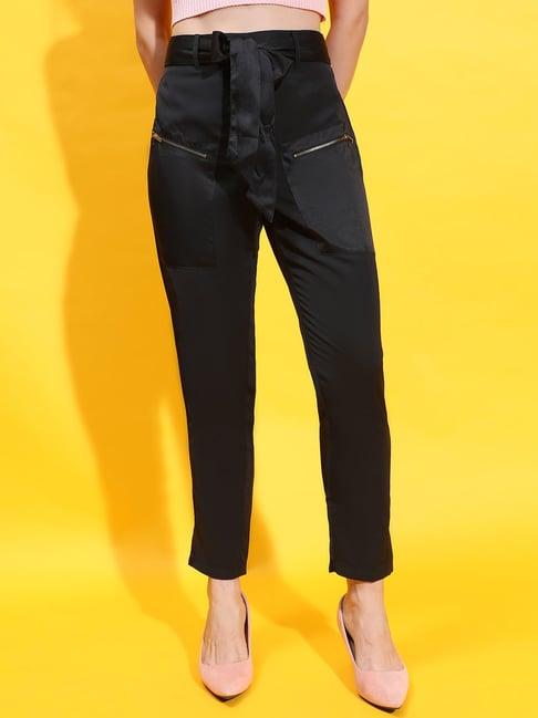 oxolloxo black flared fit mid rise pants