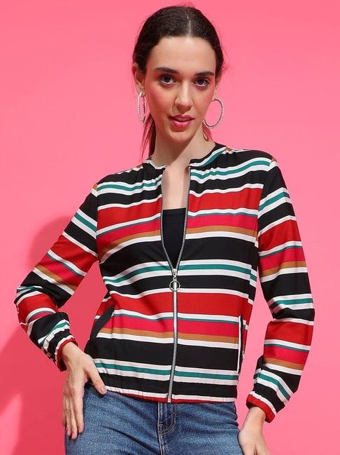 oxolloxo multicolor striped bomber jacket