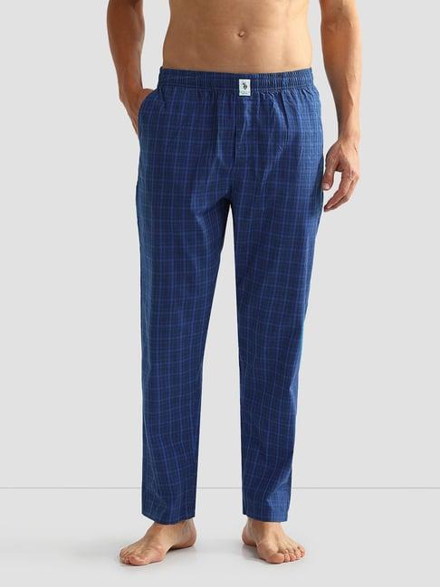 u.s. polo assn. blue regular fit check lounge pants