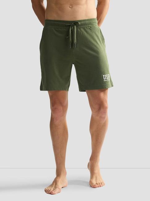 u.s. polo assn. olive regular fit logo print lounge shorts