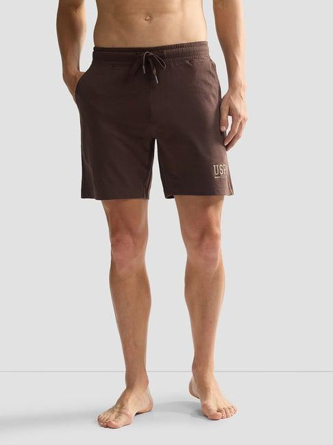 u.s. polo assn. dark brown regular fit lounge shorts