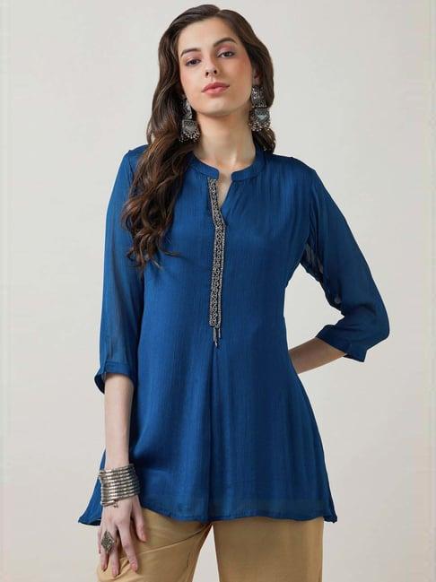 soch teal blue embellished tunic